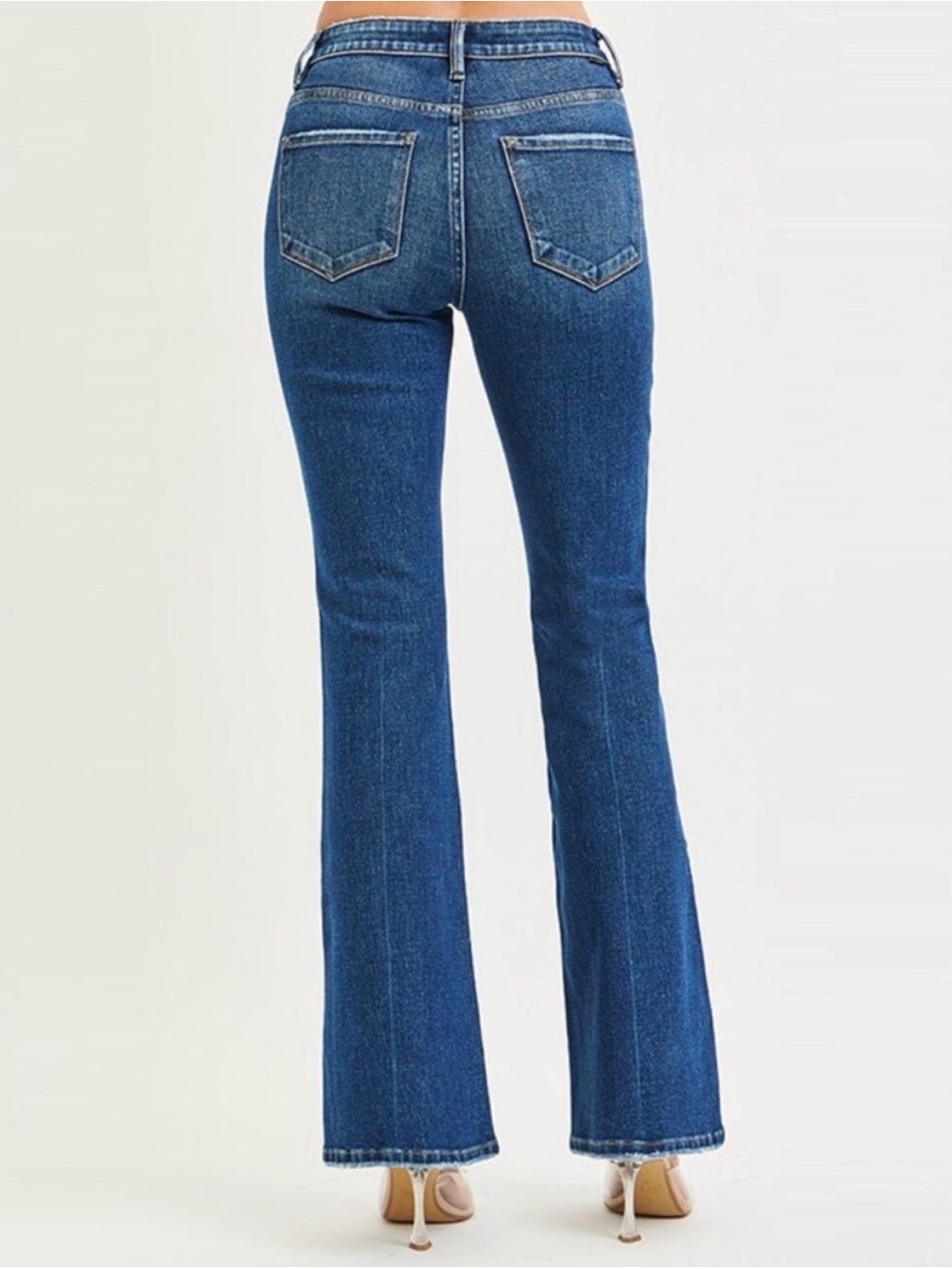 NWT Risen Tummy Control High Rise Flare Jeans Dark Denim Size 28 - Picture 3 of 4